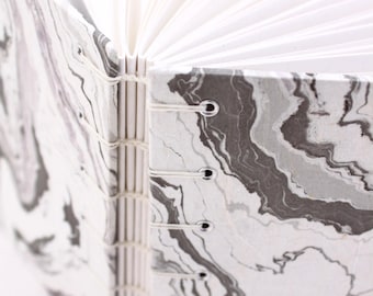 Unlined Journal - Lay Flat Journal - Japanese Marbled/Marbelized Journal - Suminagashi Journal - 160 pages - handbound by Ruth Bleakley