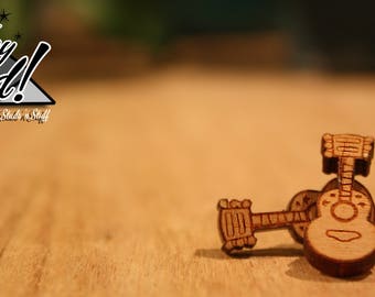 Acoustic Guitar Stud Earrings - Laser Cut Wood