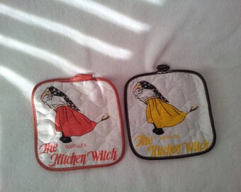 Vintage Good Luck Kitchen Witch Potholder