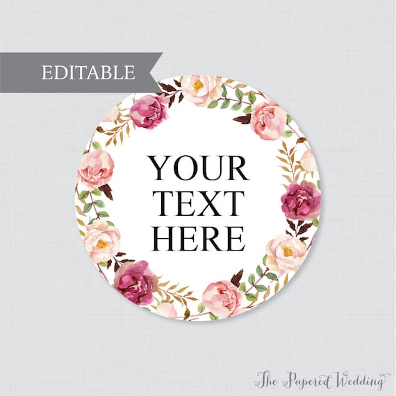 editable wedding tags printable pink floral wedding labels
