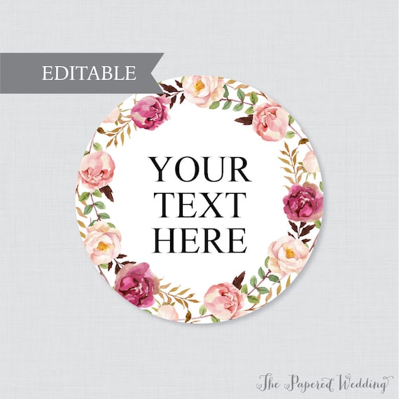 EDITABLE Wedding Tags Printable Pink Floral Wedding Labels