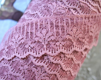 3Y Lace Trim Ribbon, Vintage Dusty Mauve Candlewick