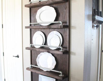 Industrial Pipe Plate Rack | Plate Rack | Plate Display | Rustic Kitchen | Industrial Kitchen | Kitchen Storage | Kitchen