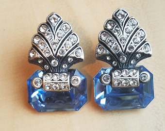 Vintage Marcasite Aquamarine Earrings