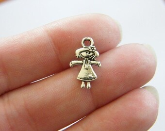 BULK 50 Girl charms antique silver tone P329