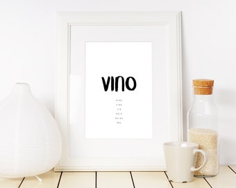 Vino Italian Words - Vino Italian Words print - Wall Art - Printable Italian Words