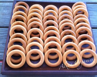 SAMPLE Natural USA Maple Hardwood Wooden Teething Ring Treated with Organic Beeswax and Olive Oil - CPSIA Compliant - Single Sample Ring