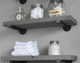 floating wood shelf for bathroom