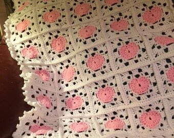 Crochet Baby Blanket - Pink Heart