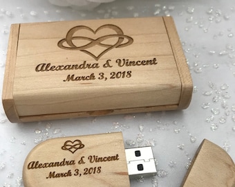 Engraved Maple Wood 32GB USB Thumb Drive with Engraved Wooden Box