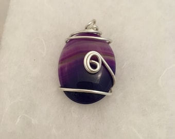 Wire wrapped purple stone pendant