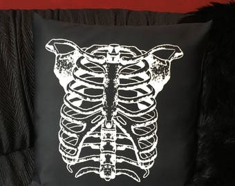 Vintage Anatomic Ribcage Throw Pillow Cover