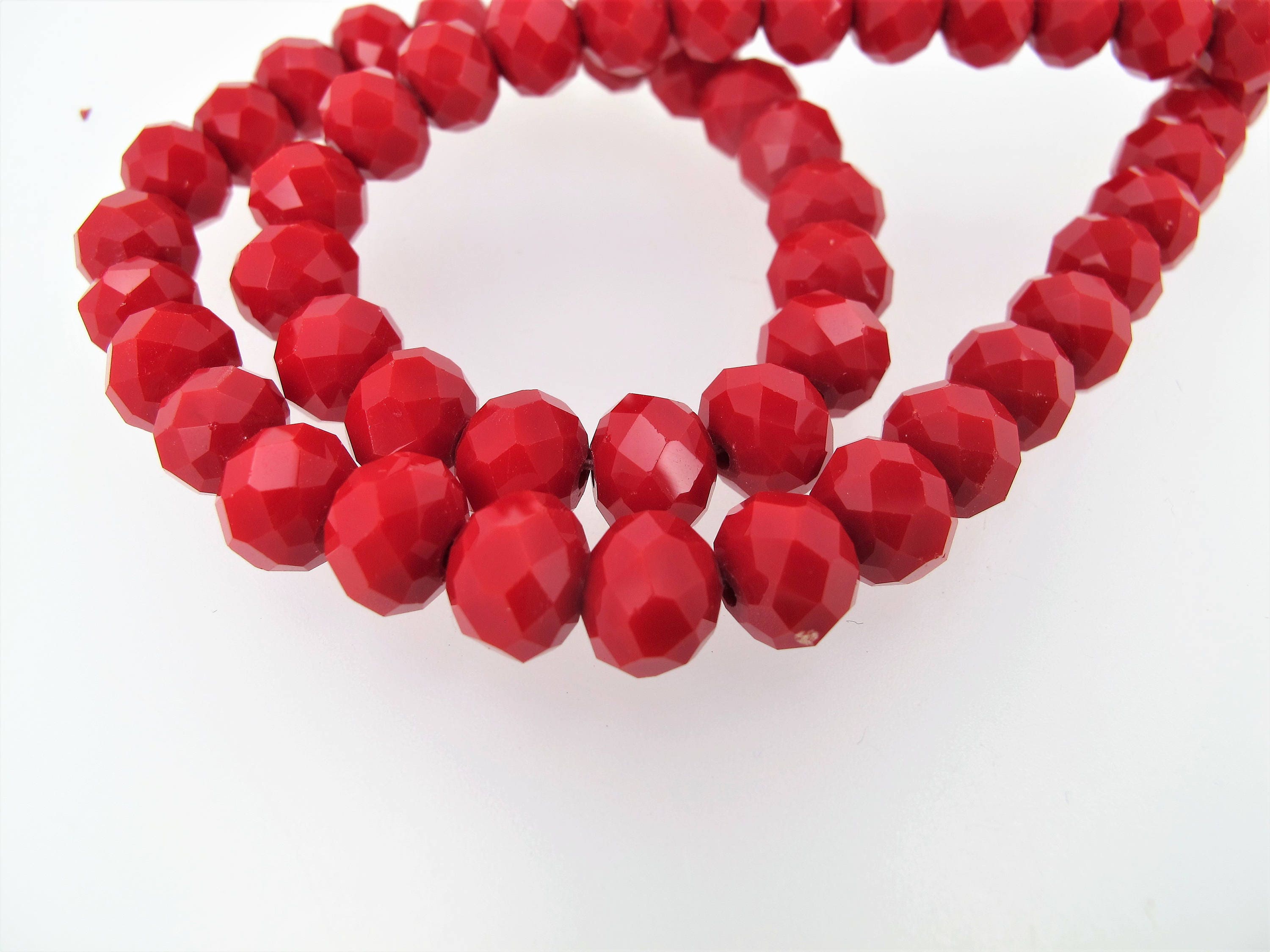 Christmas red faceted beads-Red quartz rondelle Beads