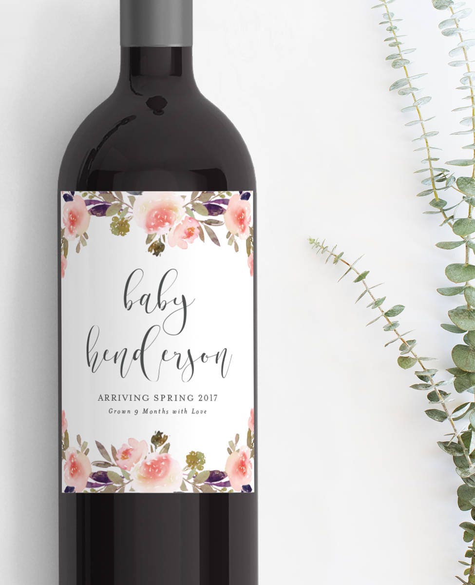 Pregnancy Announcement Baby Announcement Wine Bottle Label