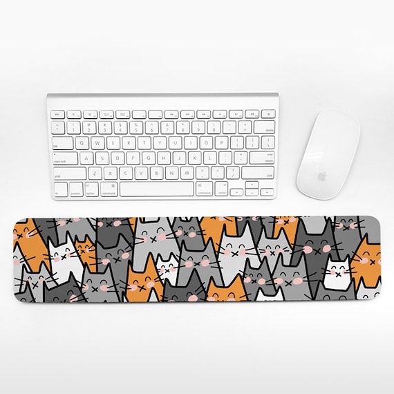 Cat Keyboard Wrist Pad Rest, Orange Gray Wrist Keyboard Rest, Cat Wrist Rest for Keyboard Pad, Fun Cute Cat Desk Office Decor for Women Men