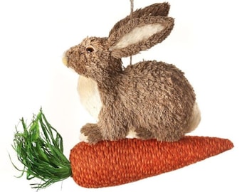 12" Jute Bunny on Carrot/Wreath Supplies/Easter Decor/Easter Bunny/MT19129