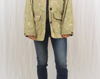 Vintage Floral Barn Jacket, Size Small-Medium, L.L Bean, Grunge, 90's Clothing, Corduroy Details, Mori Girl, Spring Jacket, Tumblr Clothing