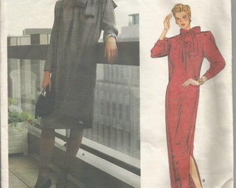 1980s Givenchy Day Evening Dress Tie Collar Low Armholes Vogue Paris Original 1309 Uncut FF Size 16 Bust 38 Women's Vintage Sewing Pattern