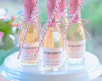 Mini Champagne Bottle Labels / Bachelorette Party Favors / Mini Wine Bottle Labels Also Available / Last Fling / Custom & Personalized