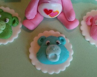 12 Fondant Care Bears Cupcake Toppers