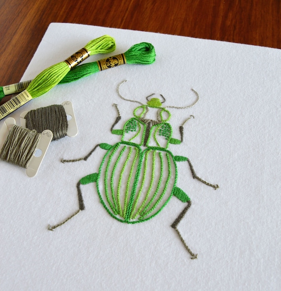 Anatomical Beetle hand embroidery pattern modern embroidery