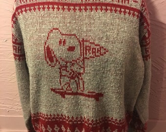 Peanuts Snoopy & Woodstock Rah Rah Football Cheerleader Sweater L 70's