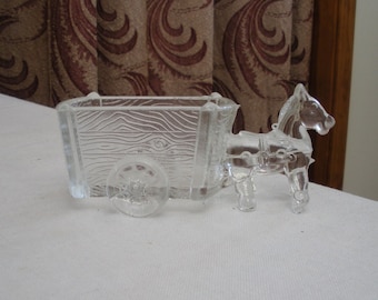 Vintage Glass Donkey and Cart