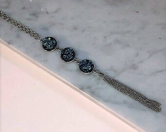 Statement Necklace | Druzy Statement Necklace | Three Stone Necklace | Stone Necklace