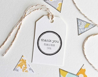 Wedding favor thank you stamp, customize with names and date, self inking or rubber