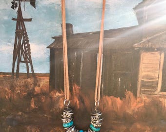 Turquoise and Silver Plated Southwest Statement Necklace