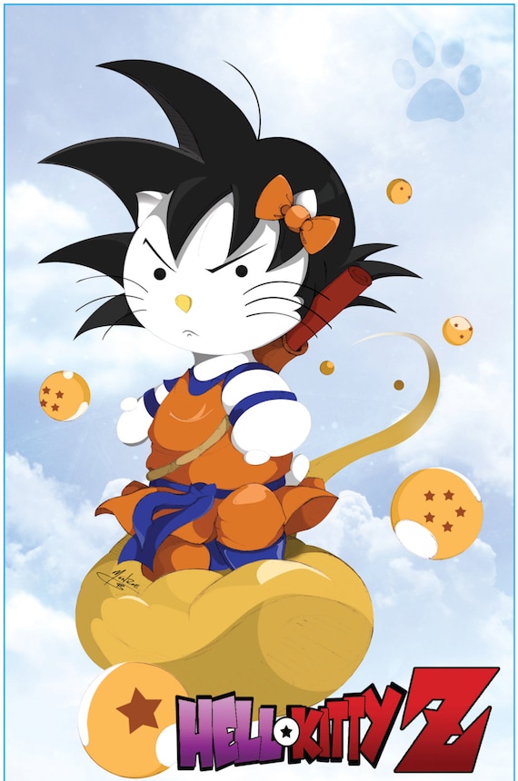 Items similar to Hello  Kitty  Dragon Ball Z  Chibi Postcard 