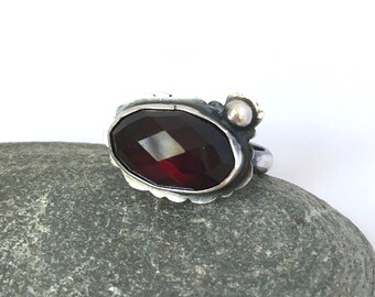 Garnet and Sterling Ring size 8.5