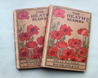 Set of two vintage "The Heath Readers" books from D.C. Heath & Co. (1903)