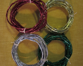 4 rolls metallic creative twist, 3 yards each, gold,red,green,silver, to make bows and crafts