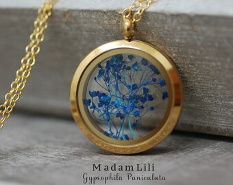 Gypsophila Paniculata Locket Necklace (VIK-114)