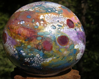 Flat Glass balloon, blown glass globes, handblown ball, glass garden art, glass globe, blownglass globe, garden globe, orb garden art