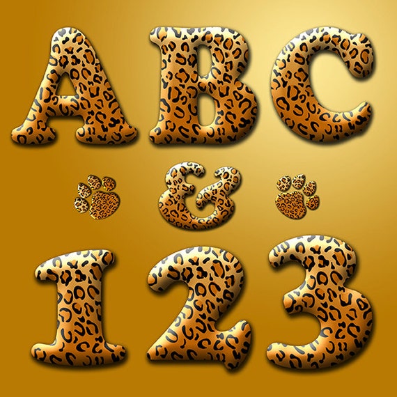 digital alphabet leopard print animal print digital alphabet