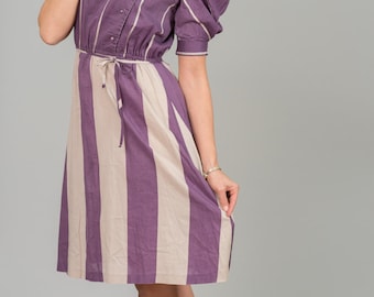 Vintage Grape Striped Dress (Size Small)