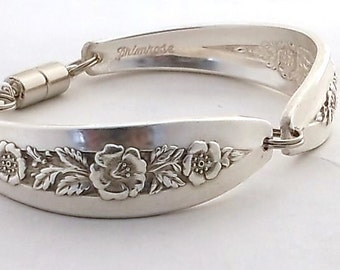 Spoon Bracelet Primrose 1952 Birth Flower for February Birthday Gift Handmade Vintage Silverware Jewelry Silver Upcycled Flatware