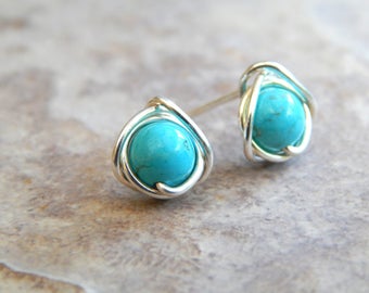Turquoise Stud Earrings, Turquoise Earrings, Turquoise Earrings Gold, Gifts for Her, Turquoise Jewelery, Boho Earrings, Boho Jewellery
