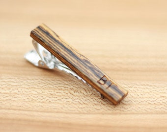 Wood Tie Clip - Personalized - Bocote - 5th wedding anniversary present - Groomsmen gift