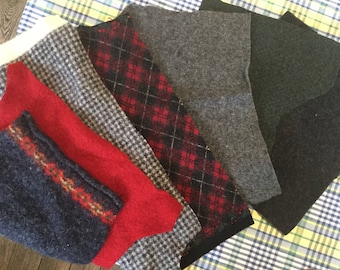 Lot of Upcycled Wool Sweater Fabric,Wool Bundles,Scrap Wool,Supplies,Crafts