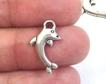 Dolphin Charms, silver dolphin charms, beach, ocean charms, fish charms (9)