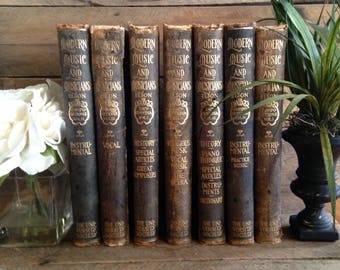 c1912, Philharmonic Music, 7 Volumes, Large Beautiful Book Set, Modern Music and Musicians, University Society NY, Antique Book Set