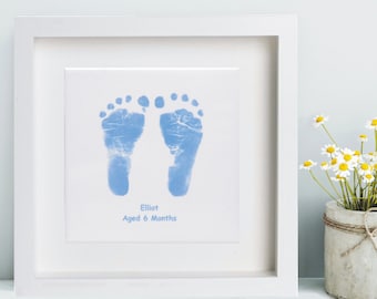 Framed Ceramic Tile Displaying Baby Hand and Foot Print - Baby Keepsake, Baby Prints, Handprints, Footprints, Unique, 1st Christmas