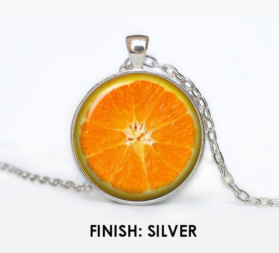 ORANGE fruit Necklace with pendant fruit Jewelry orange