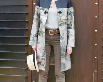Jacket with landscapes patterns and black 00617
