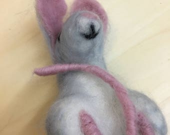Felted Sleepy Grey Mouse