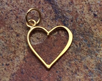 Heart Charm, Heart Pendant, Open Heart Charm, Gold Heart Charm, Heart Cut Out Charm, Gold Charm, PG0148