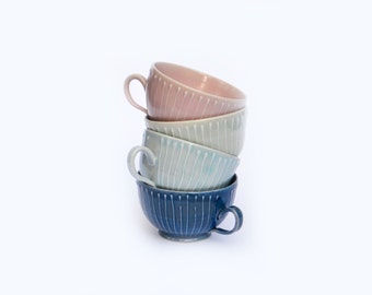 Ceramic Striped Teacup / Punch Cup
